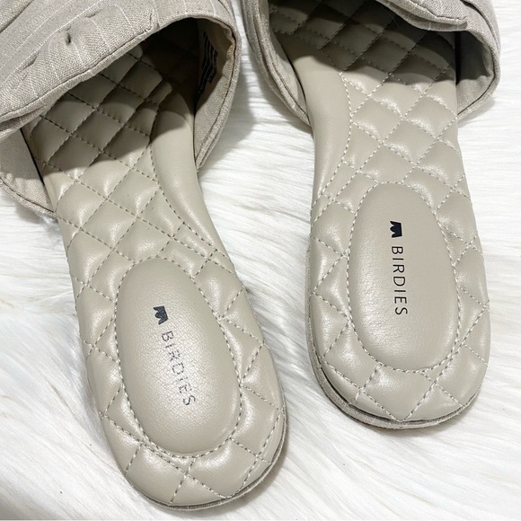 Birdies The Songbird Linen Stripe Mule Slides in Natural Stripe 10 - Picture 6 of 8